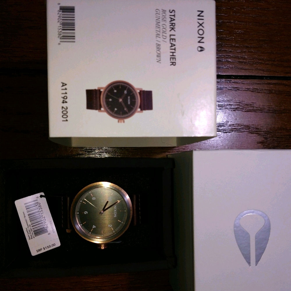 Nixon - Stark Leather - Rose Gold/Gunmetal/Brown